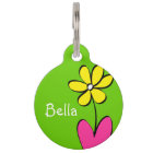Personalised Daisy Pet Tag - Green/Pink