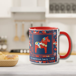 Personalised Dala Horse Christmas Mug
