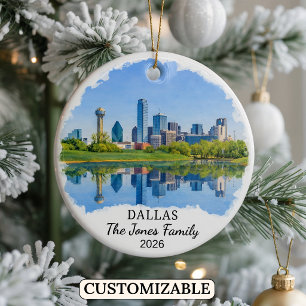 Personalised Dallas Ornament, Custom Texas Ceramic Tree Decoration