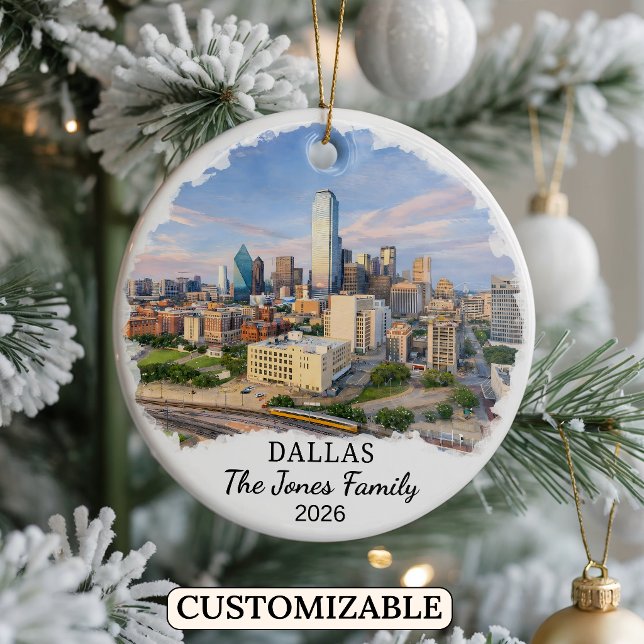 Personalised Dallas Ornament, Custom Texas Ceramic Tree Decoration (Creator Uploaded)