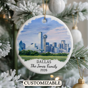 Personalised Dallas Ornament, Custom Texas Ceramic Tree Decoration