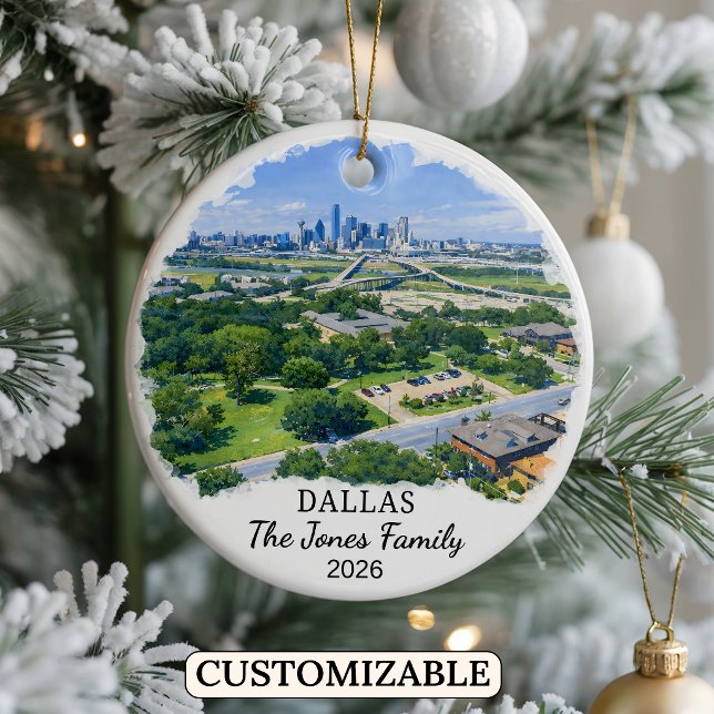 Personalised Dallas Ornament, Custom Texas Ceramic Tree Decoration (Creator Uploaded)