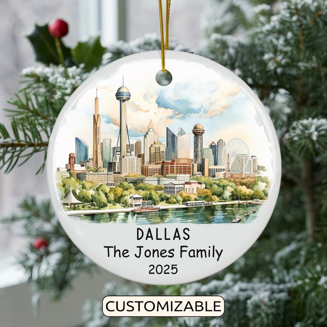 Personalised Dallas Ornament, Texas Ceramic Tree Decoration (Creator Uploaded)