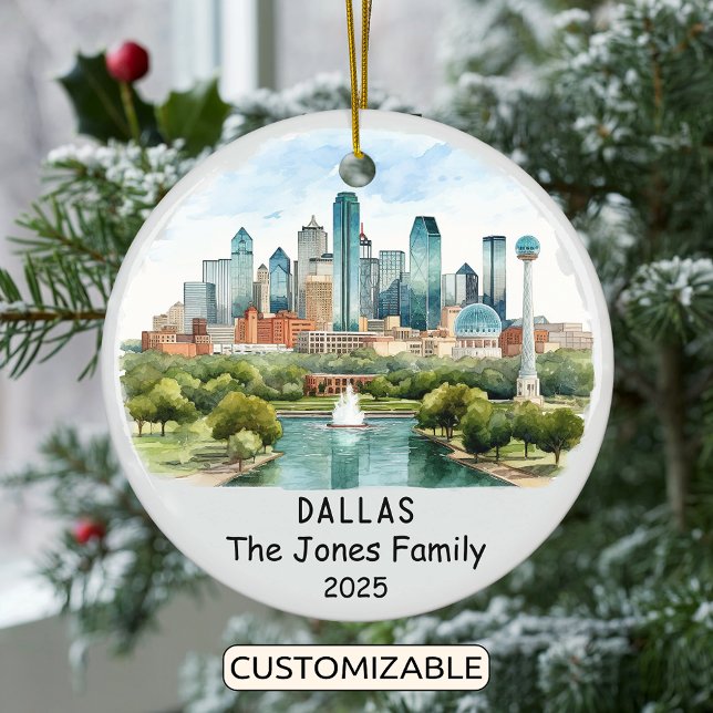Personalised Dallas Ornament, Texas Ceramic Tree Decoration (Creator Uploaded)