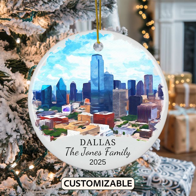 Personalised Dallas Ornament, Texas State Ceramic Tree Decoration (Creator Uploaded)