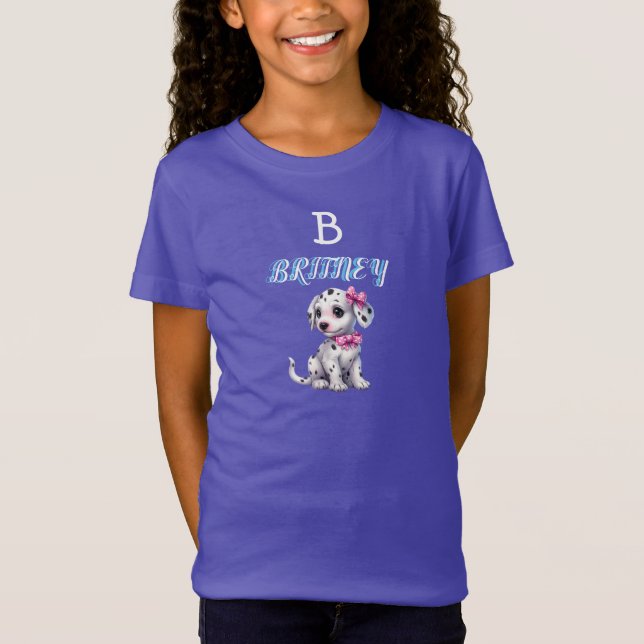 Personalised Dalmatian Puppy Monogram T- T-Shirt (Front)