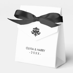 Personalised Damask Black White Wedding Favour Box