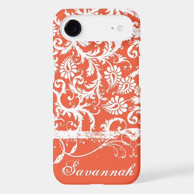 Personalised Damask iPhone Cover-You Choose Colour (Back)