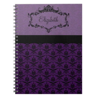 Personalised Damask Notebook - Purple