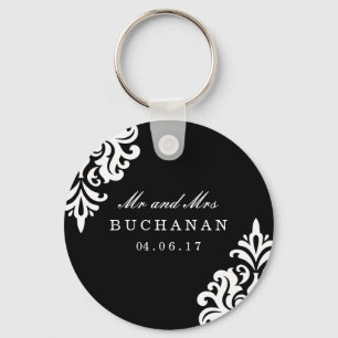 Personalised Damask Wedding Keepsake Keychain