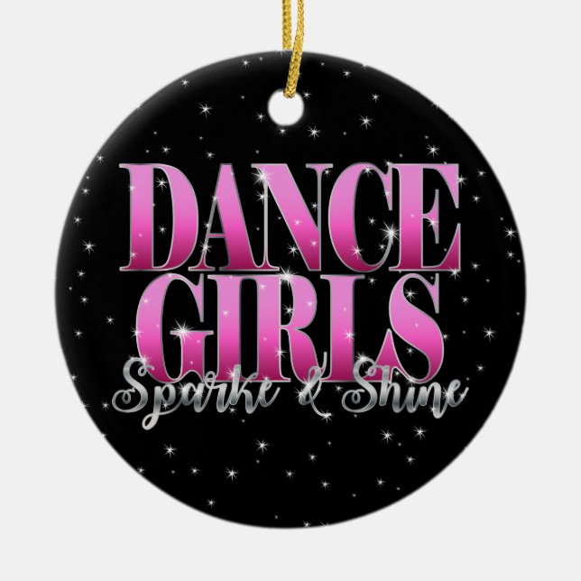 Personalised Dance Girls Sparkle and Shine Ceramic Tree Decoration (Front)