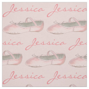 Personalised Dance Pink Ballet Slipper Ballerina Fabric