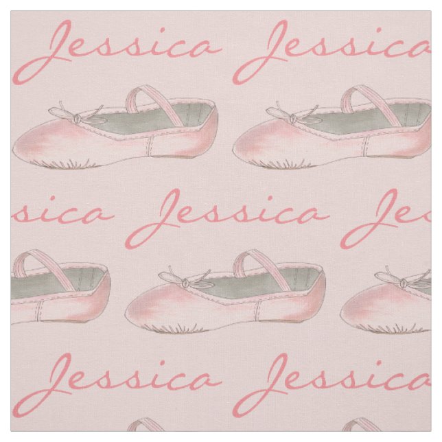 Personalised Dance Pink Ballet Slipper Ballerina Fabric (Swatch)