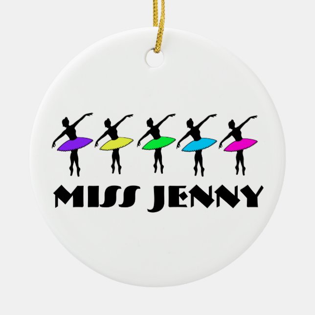 Personalised Dance Teacher Ballet Ballerina Pointe Ceramic Tree Decoration (Front)