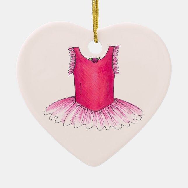 Personalised Dance Teacher Pink Ballet Tutu Ceramic Tree Decoration (Front)