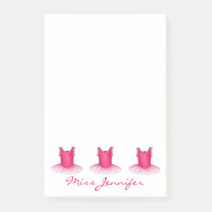 Personalised Dance Teacher Pink Ballet Tutu Dancer Post-it Notes