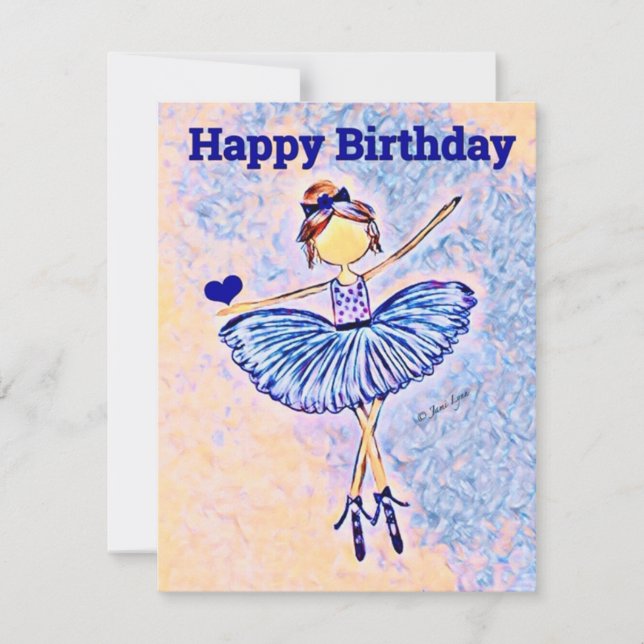 Personalised dancer Birthday Card ballerina (Front)