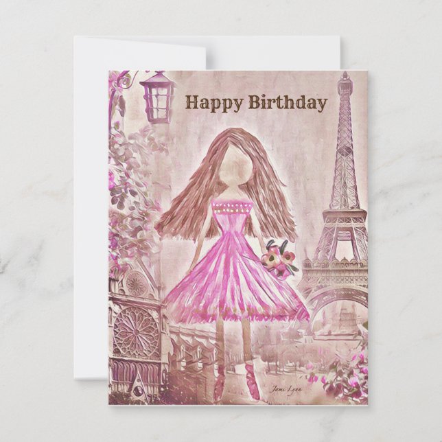 Personalised dancer Birthday Card ballerina (Front)