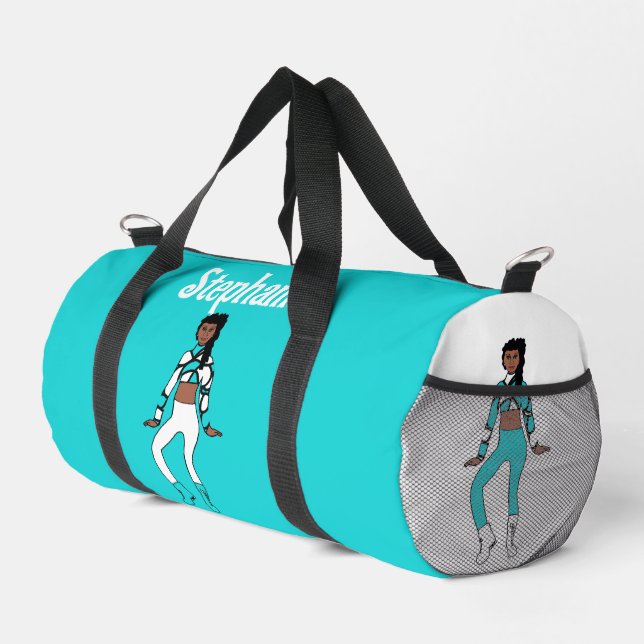 Personalised Dancer Duffle Bag Aqua White #1 (Right Corner)