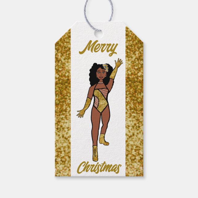 Personalised Dancer Gift Tag Gold A (Front)