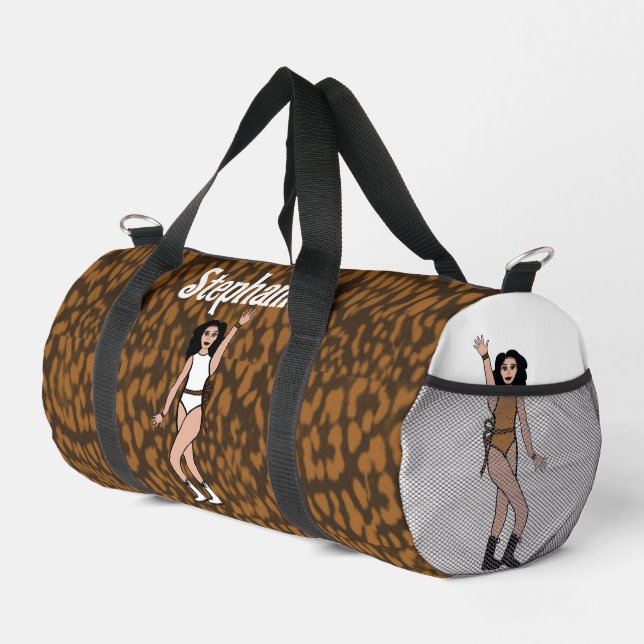 Personalised Dancer Leopard Ribbon #2 Duffle Bag (Right Corner)