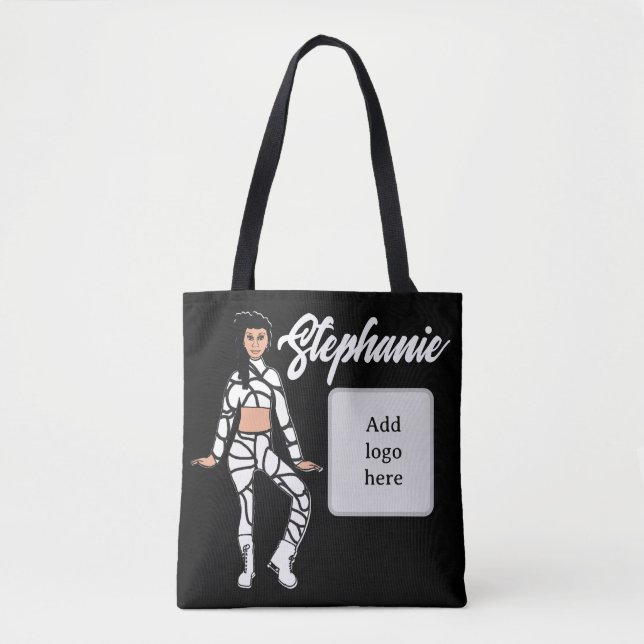 Personalised Dancer Tote (Black White 2) Bag (Front)
