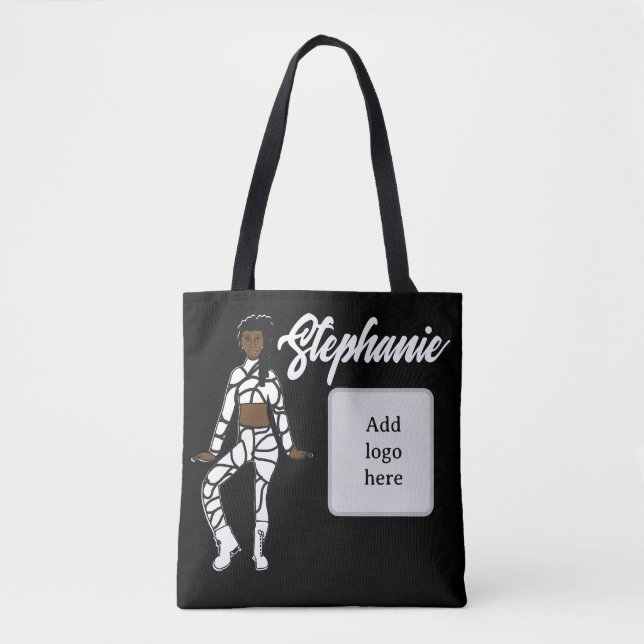 Personalised Dancer Tote (Black White) Bag (Front)