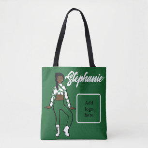 Personalised Dancer Tote ( Green White) Bag