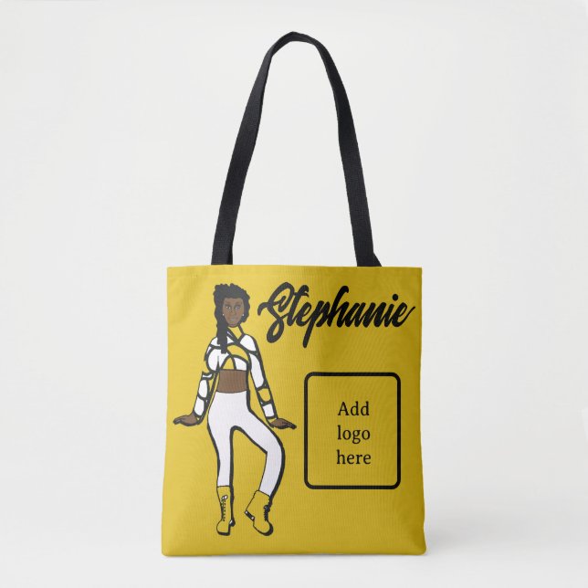 Personalised Dancer Tote ( Lemon White) Bag (Front)