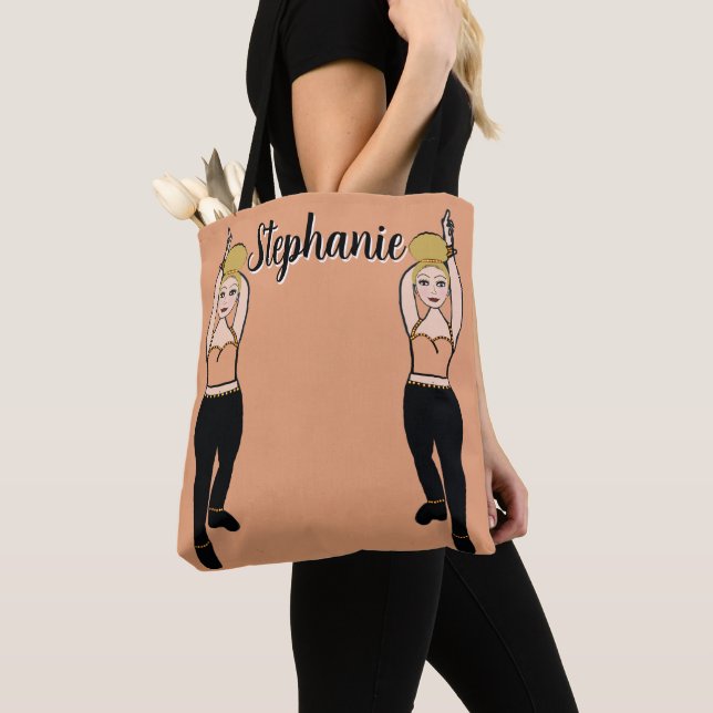 Personalised Dancer Tote (Peach) Bag (Close Up)