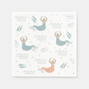 Personalised Dancing Mermaid Illustration Sea Napkin