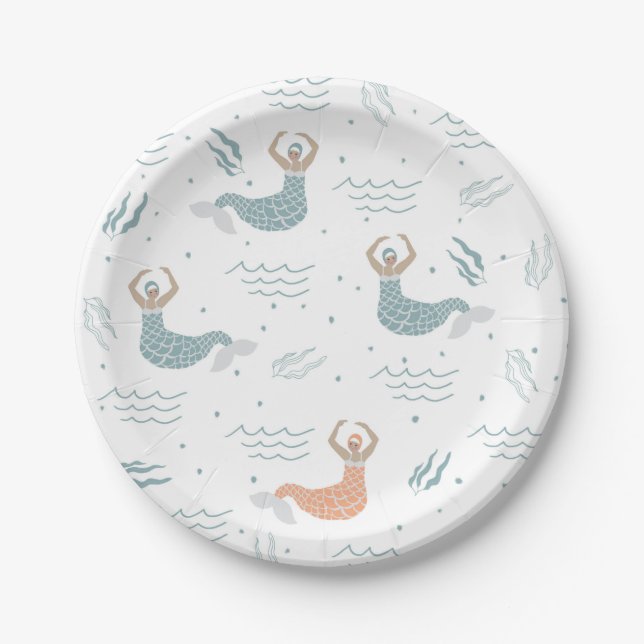 Personalised Dancing Mermaid Illustration Sea Paper Plate (Front)