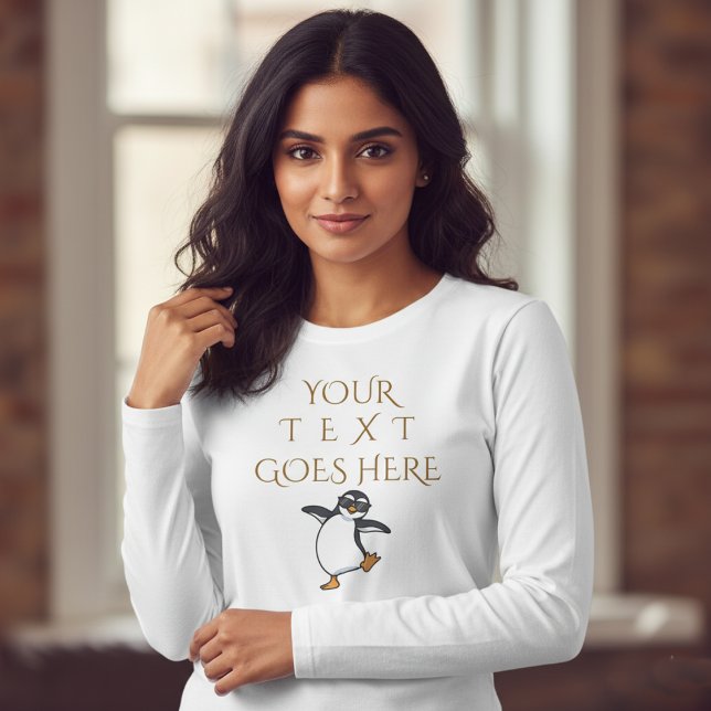 Personalised Dancing Penguin Custom Text T-Shirt (Creator Uploaded)