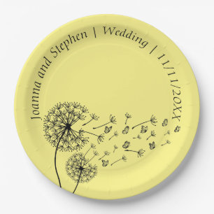 Personalised Dandelion Clock with Butterflies Paper Plate