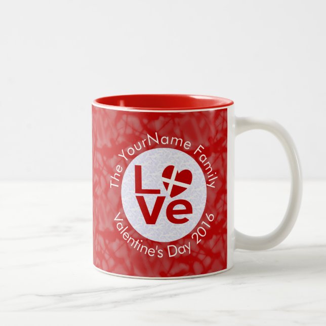 Personalised Danish Red LOVE Flag  Two-Tone Coffee Mug (Right)