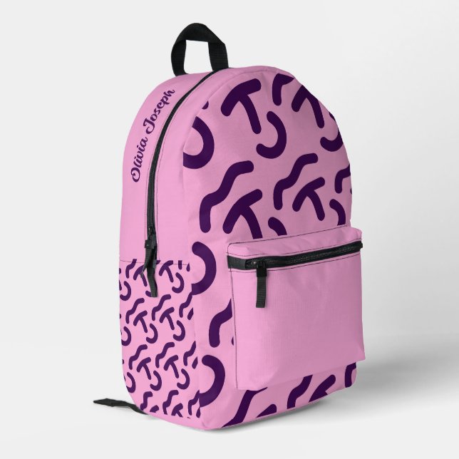 Personalised Dard Neon/Pink Fun Pattern Printed Backpack (Back Corner Left)