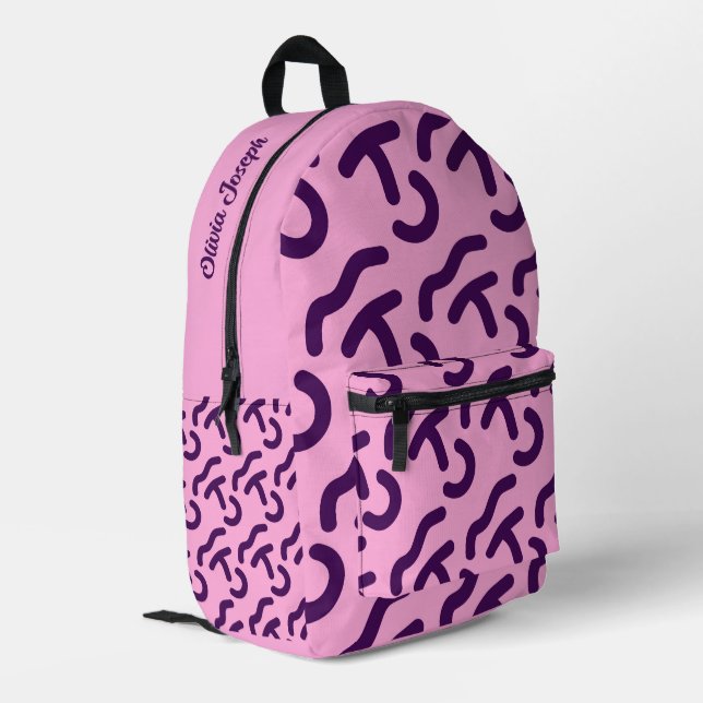 Personalised Dard Neon/Pink Fun Pattern Printed Backpack (Back Corner Left)