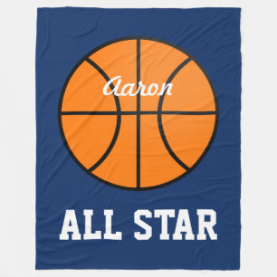 Personalised Dark Blue Basketball Blanket Gift