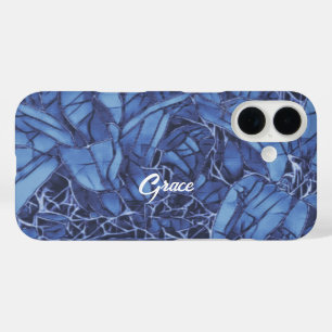 Personalised Dark Blue Floral iPhone 16 Case
