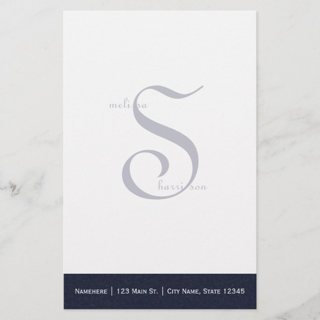 Personalised Dark Blue Stationery (Front)