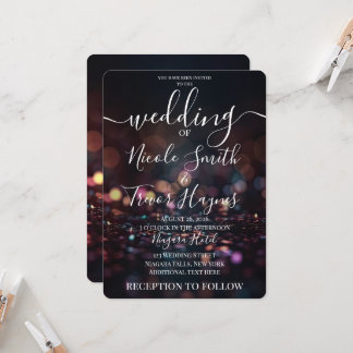 Personalised Dark Bokeh Sparkles Wedding Invitation