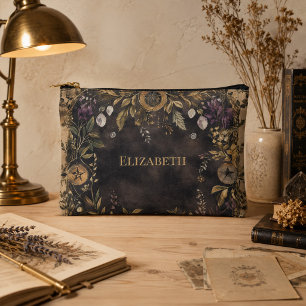 Personalised Dark Botanical Witchy Accessory Pouch