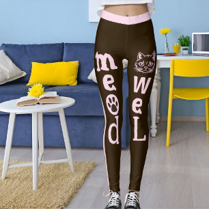 Personalised Dark Brown Pink Stripes Pet Cat  Leggings