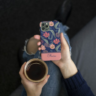 Personalised Dark Floral Tulip Pattern Phone Case