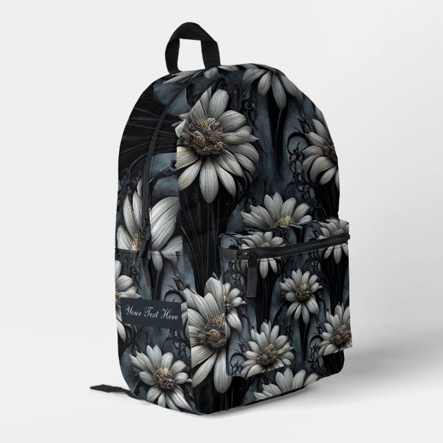 Personalised Dark Garden Printed Backpack (Back Corner Left)
