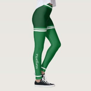Personalised Dark Green & White Cute Leggings