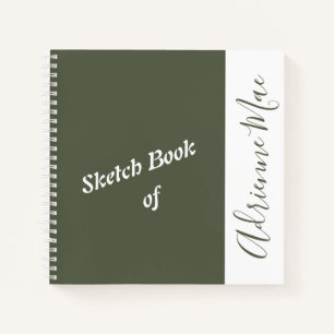 Personalised Dark Green & White Sketch Book