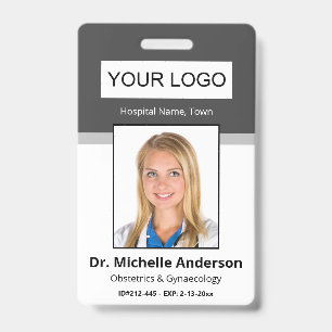 Personalised Dark Grey Doctor Photo Identity ID Badge