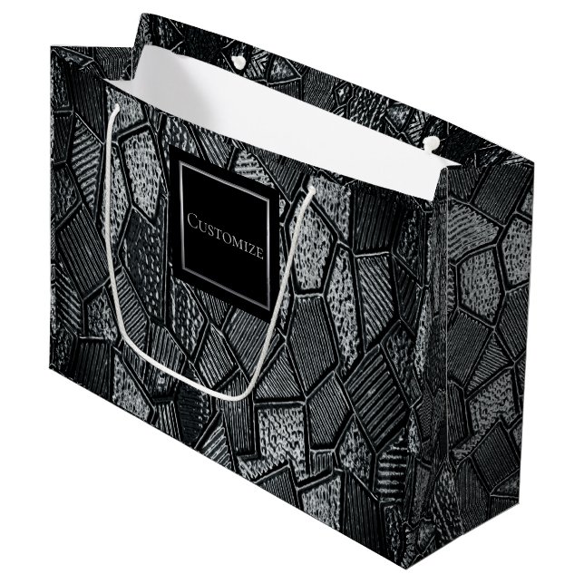 Personalised Dark Grey Mosaic Glass Large Gift Bag (Front Angled)