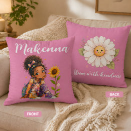 Personalised Dark Hair Girl Name Cushion